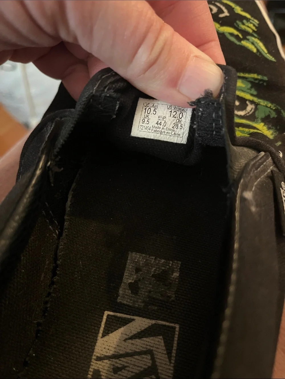 Vans Black Slip-On Sneakers with Eyes in the Dark Size M 10.5 W 12